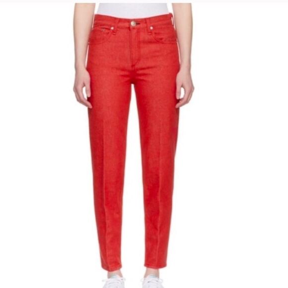 RAG & BONE NWT ASH JEAN BULL RED HIGH RISE TAPERED BARREL LEG JEANS Size: 28 - Picture 2 of 10